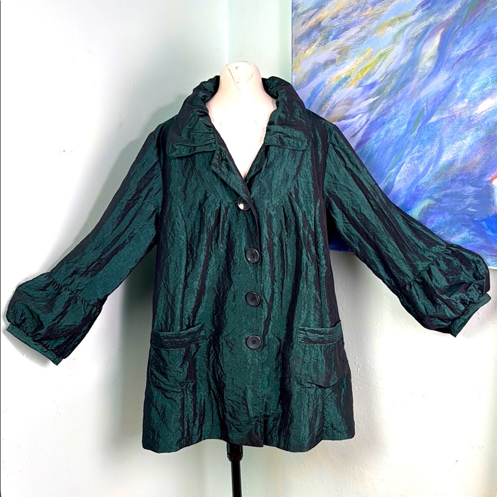 CARIBE vintage artist style tunic top forest green XL / 16 vintage USA made